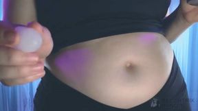 Temperature play time with my belly ice cubes in belly button