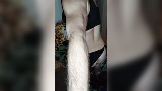Sissy mega-bitch crossdresser jiggles large milky backside demonstrates soles plumbs meaty plaything