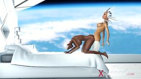 3D futa porn - Super sexy android dickgirl fucks a hot ebony on a spaceship