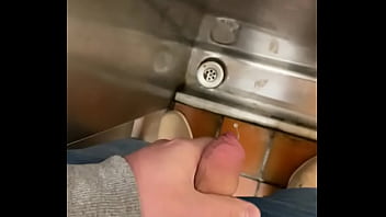 Playing with myself in a public toilet big cumshot