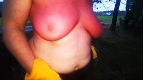 Slapping her tits until swollen