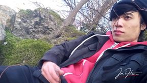 Gay Asian Twink Jon Arteen Wanks Outdoor Winter Risky, Ruined Orgasm, Big Cumshot Cleans Sperm Thigh