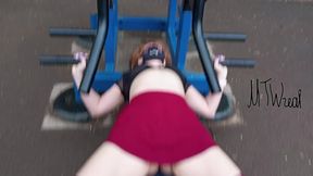Hot babe works out her tight body in see-through exercise clothes