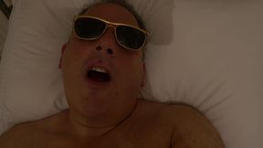POV Nude Jerk off in Bed Wearing Sunglasses and Yawning