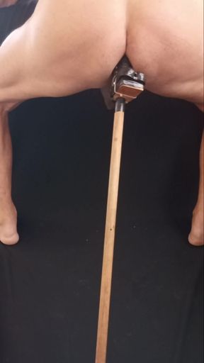 Satisfying my asshole with a dildo enlarged by rough rings