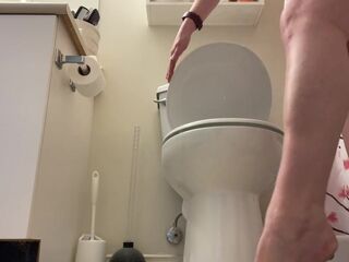 Angel peeing into throne-room during the time that standing up, trying to pee like a man bare butt view gal standing pee