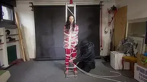 Aiyana In A Shiny Nylon Red Rainsuit And A See Through Pvc Rainjacket, Tied Gagged, Hooded And Vibed