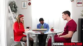 Step grandma gets banged by jolly Santa step grandpa
