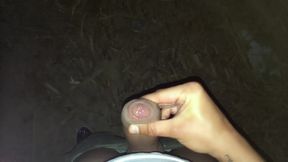 Night Outside Cumshot with Minimum Foreskin Pulling Back and Forth