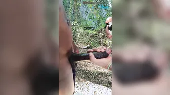 Black twink with big cock gets handjob and cums hard