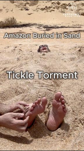 🏝️Amazon Buried in the Sand: Helpless Size 16 Foot Tickle Torment by a Stranger🦶🏻