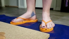 Ling Stuck in Sticky Halloween Flip Flops