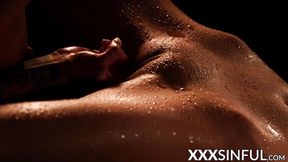 Sapphic beauties gently teasing each other's intimate areas