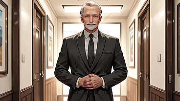 Mature CEO ejaculated inside femboy assistant's ass in the office