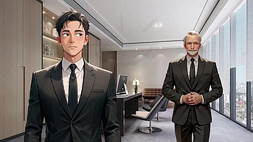 Mature CEO ejaculated inside femboy assistant's ass in the office