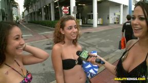 Latina Blonde Ignites Wild Bikini Group Passion
