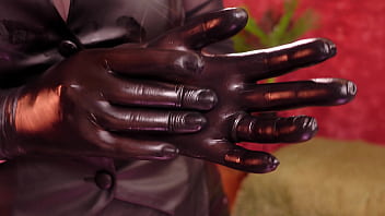 ASMR nitrile gloves and oil. Arya Grander