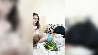 Trans rides a watermelon for her own enjoyment