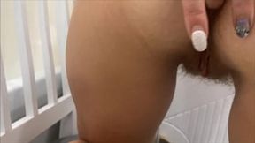 Teen barely legal shows off hairy pussy and milky tits