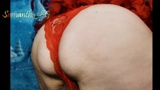 \n   Samantha 38g is at the North Pole showing off that big round fat ass in sexy red lacy pantie