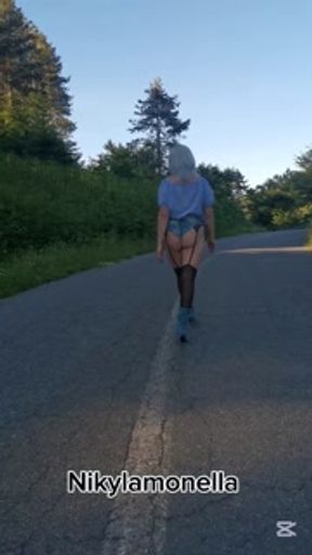 Risky Country Girl on Main Street Shows Her Tits to Passersby - Nikylamonella