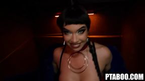 Petite MILF Leana Lovings gets her big tits ravaged at wild orgy