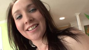 Busty brunette pounded with cum blown on tits
