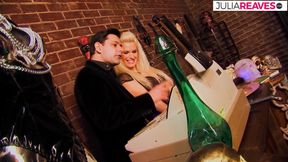 Blonde bitch sucks cum off dick after a deep fuck