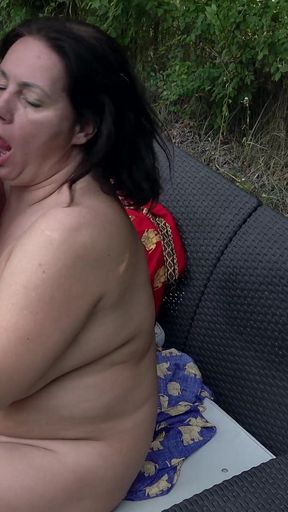 Mature with Massive Tits Outdoor Anal Fucked