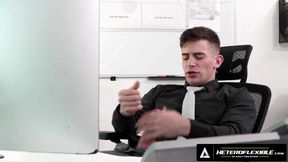 Heteroflexible caught jerking off tight ass destroyed by hung boss rough pounding