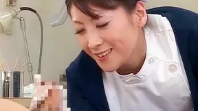 Bewitching asian nurse is swallowing big dick in the hospital