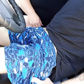 jerking off a dick in a car in the parking lot