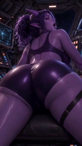 3d anime purple alien masturbating in spaceship cockpit   Clip 1