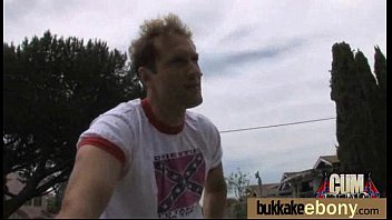 Ebony in a huge bukkake 3