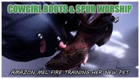 Mel Fire training her new poney with spurs