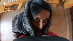 elegant fur-coated slut fucked on a wooden table and covered in cum twice 240