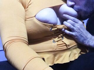 9 continuous minutes biting and sucking my large natural bazookas, that guy enjoys me breastfeeding him