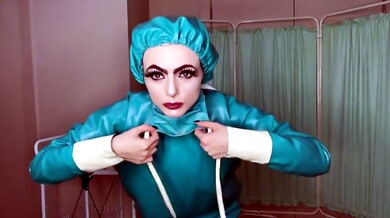 Dental patient restrained on exam table receives handjob from masked dentist