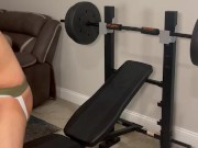 Riding uncut dildo after workout