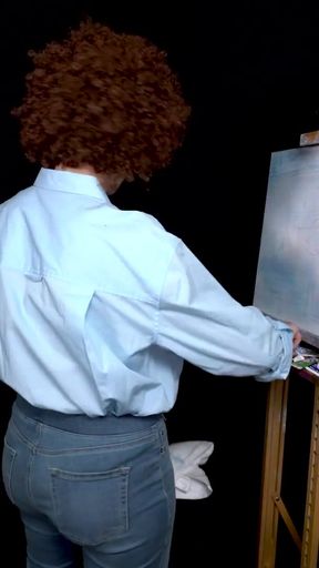 Big Tits MILF Ryan Keely Cosplay As Bob Ross Gets Horny During Painting Tutorial   Clip 1