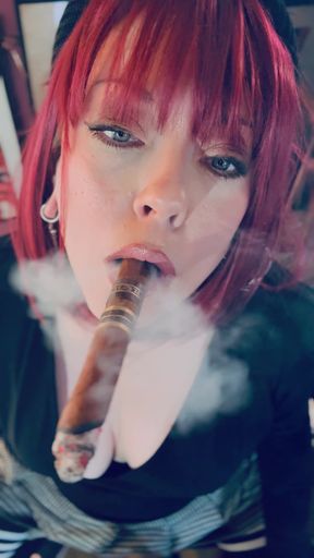 Cigar Smoking With Miss Tina Snua The Secretary!   Clip 1