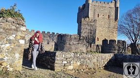 outdoor public bj cum in mouth boobs bouncing in a castle