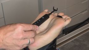 Betting debts are debts of honor. Now he gets to tickle my feet however he likes.