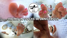 Hiding in Socks is Dangerous- Giantess Stella Liberty finds you in her sock and takes you and teases you with her feet - VR MP4