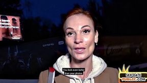 Skinny redhead MILF POV fucked outdoors by sex date