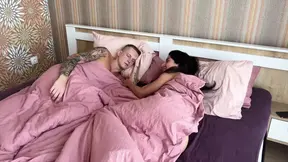 Cuckold jerks off and cums from watching his wife get fucked by two cocks
