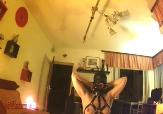 POV Harsh dental gag deepthroating slut in leather harness