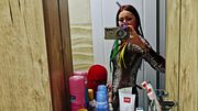 A slave cleans my toilet when I come to him with a strap-on and train his throat. Mouth fucking in the toilet.