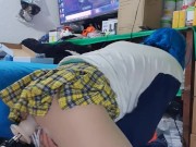 Big Dildo anal fuck with electric patch