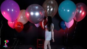 Ariel Pops Numerous Helium Balloons 4K (3840x2160)